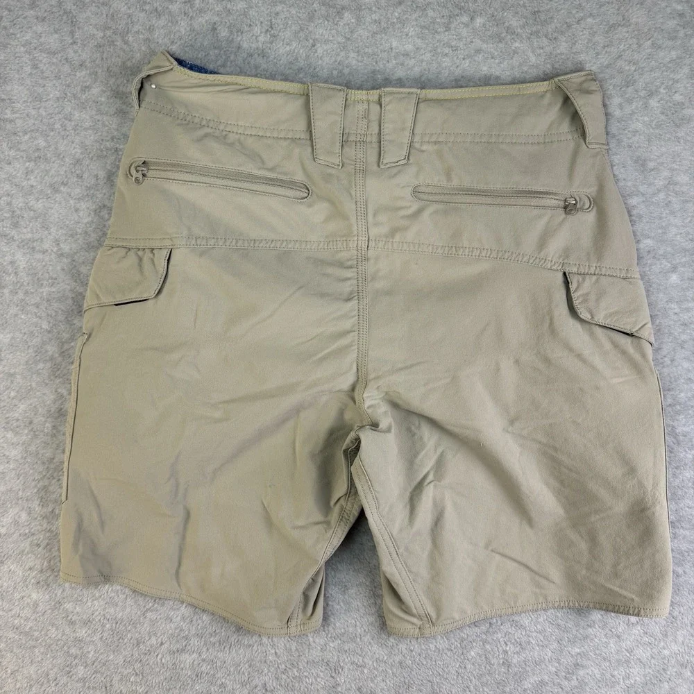 Aftco Pact Fishing Cargo Shorts Men's 28 Khaki Drawstring Stretch Outdoor Aftech
